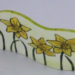 Daffodils fused glass decoration centrepiece