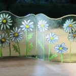 Long, fused glass decorative panels with springtime daisies design. Perfect for Mother's Day