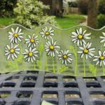 Fused glass handmade glass decoration with springtime daisies design