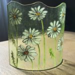Handmade free-standing glass decoration with daisies flower design inspired by nature