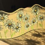 Fused glass panel with daisies design