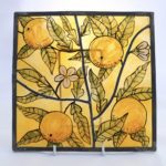 Stained glass orange panel with sicilian oranges Italian design