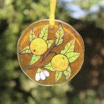 Glass suncatcher with sicilian oranges design