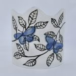 Blue butterflies on handmade glass gift