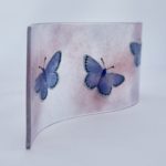 Fused glass art panel with butterfly design