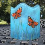 Fused glass peacock butterfly design