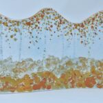 Long free-standing glass panel with autumn silver birches design
